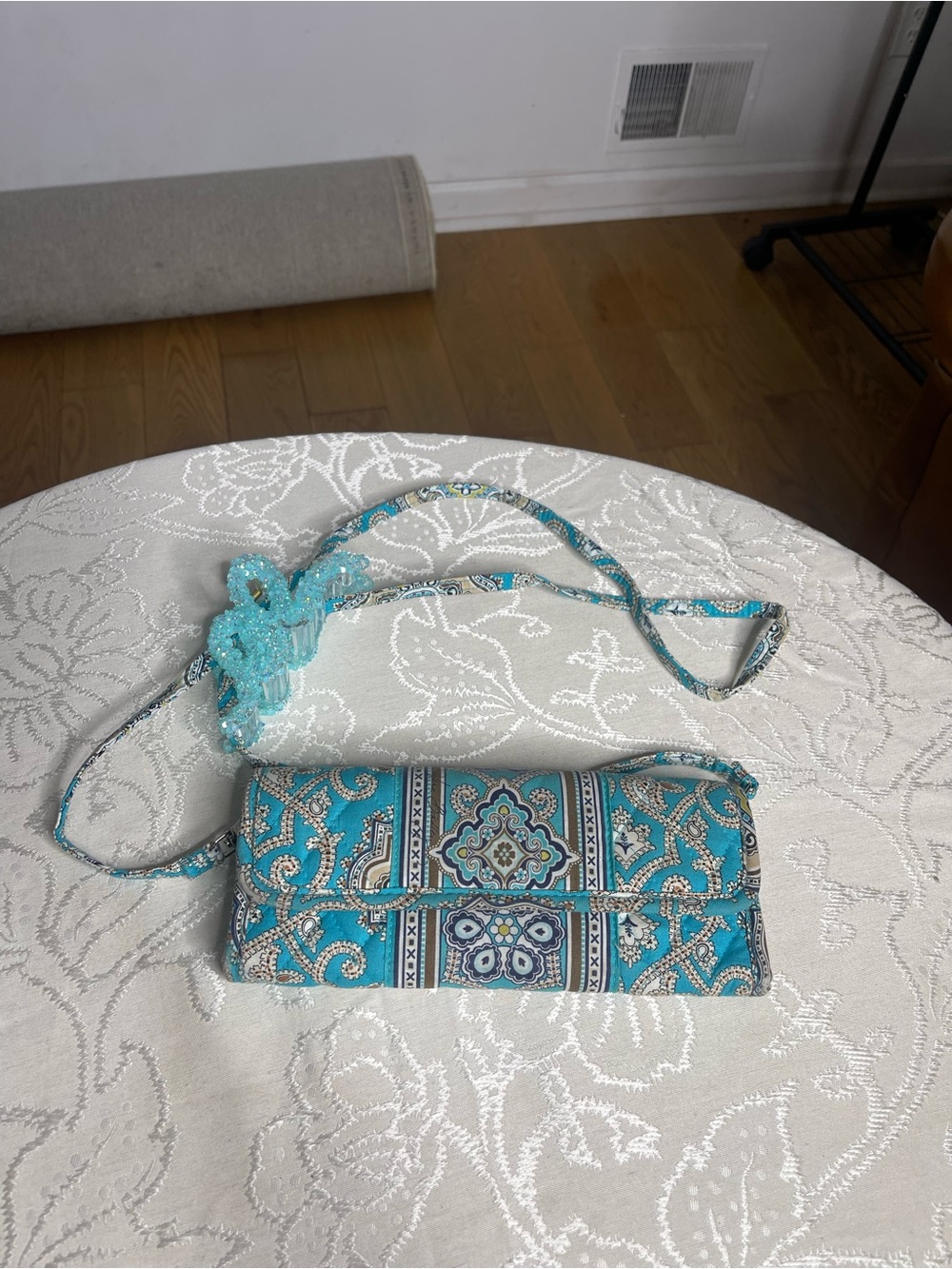 Vintage Vera Bradley "Java Blue" Convertible Clutch Shoulder Bag